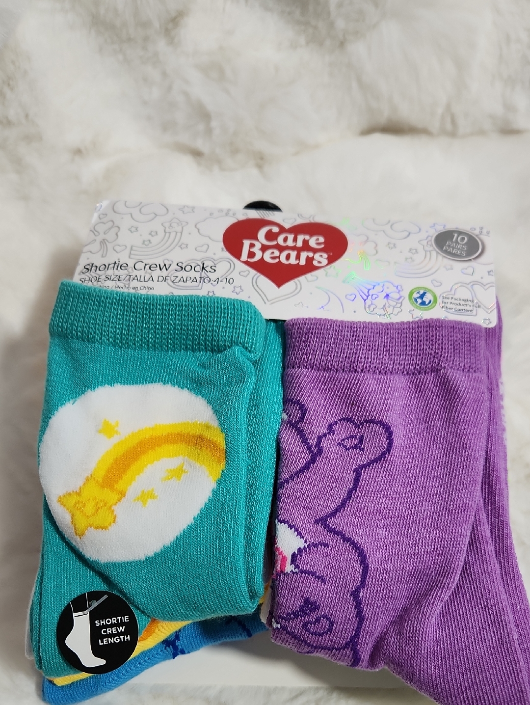 Care Bears Teal And Purple Shortie Crew Socks